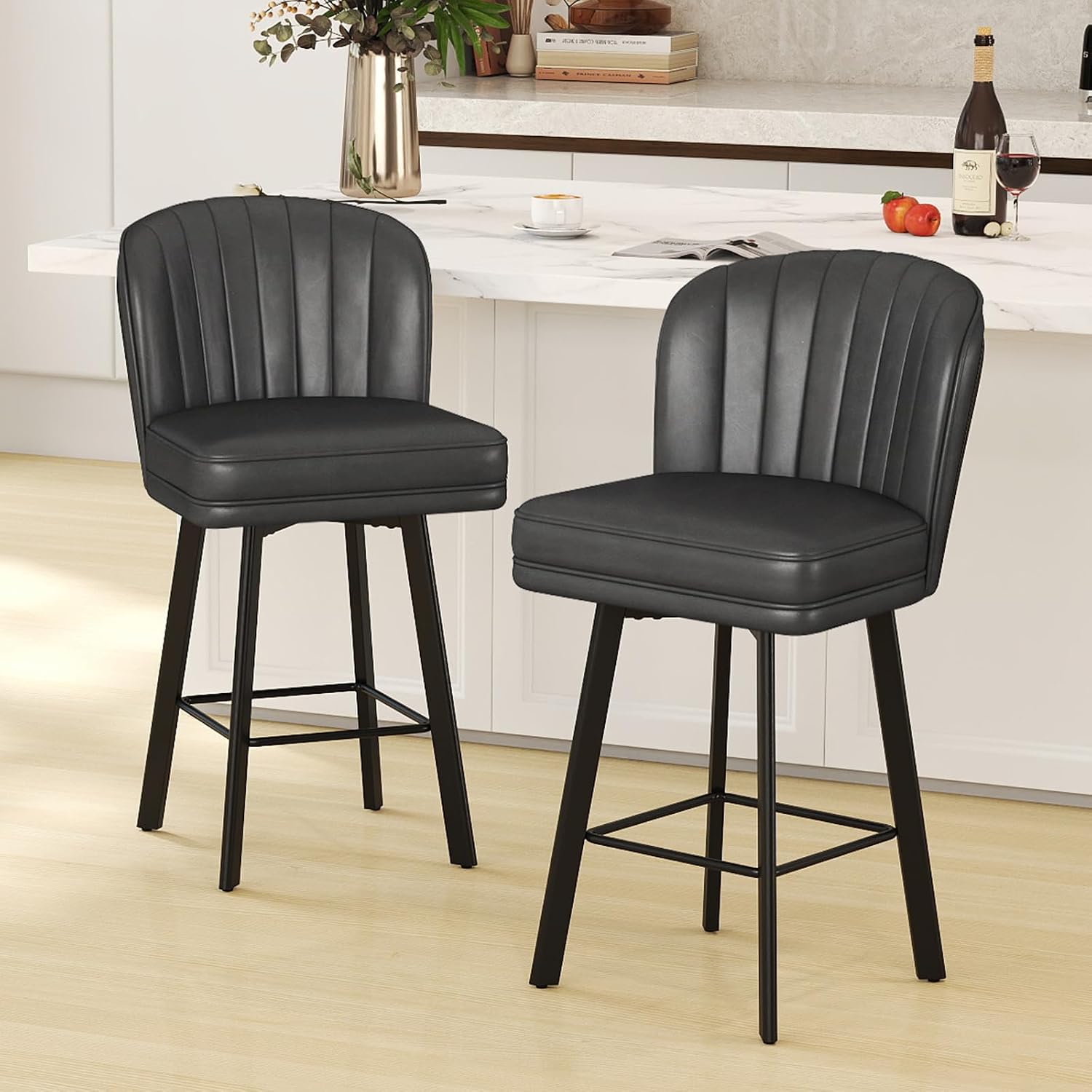 Commercial Kitchen Set - Modern Swivel Counter Height Bar Stools