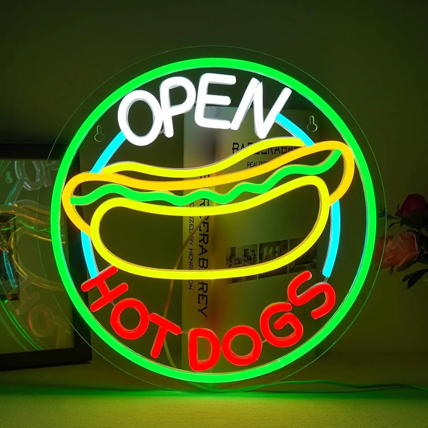 Commercial Kitchen Windows - Hot Dog Open LED Neon Sign