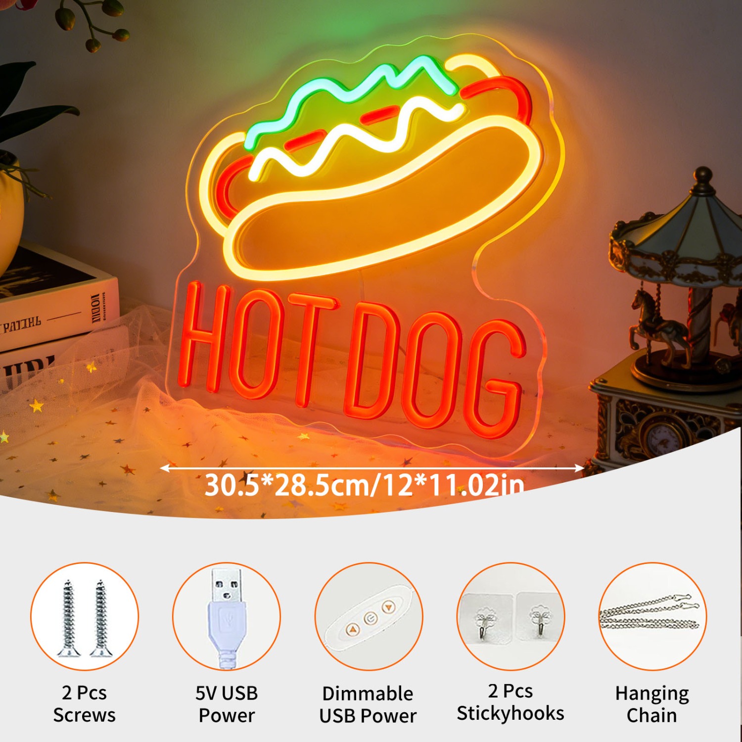 HOT DOG Neon Sign Food Shaped  - Commercial Kitchen Windows review and price