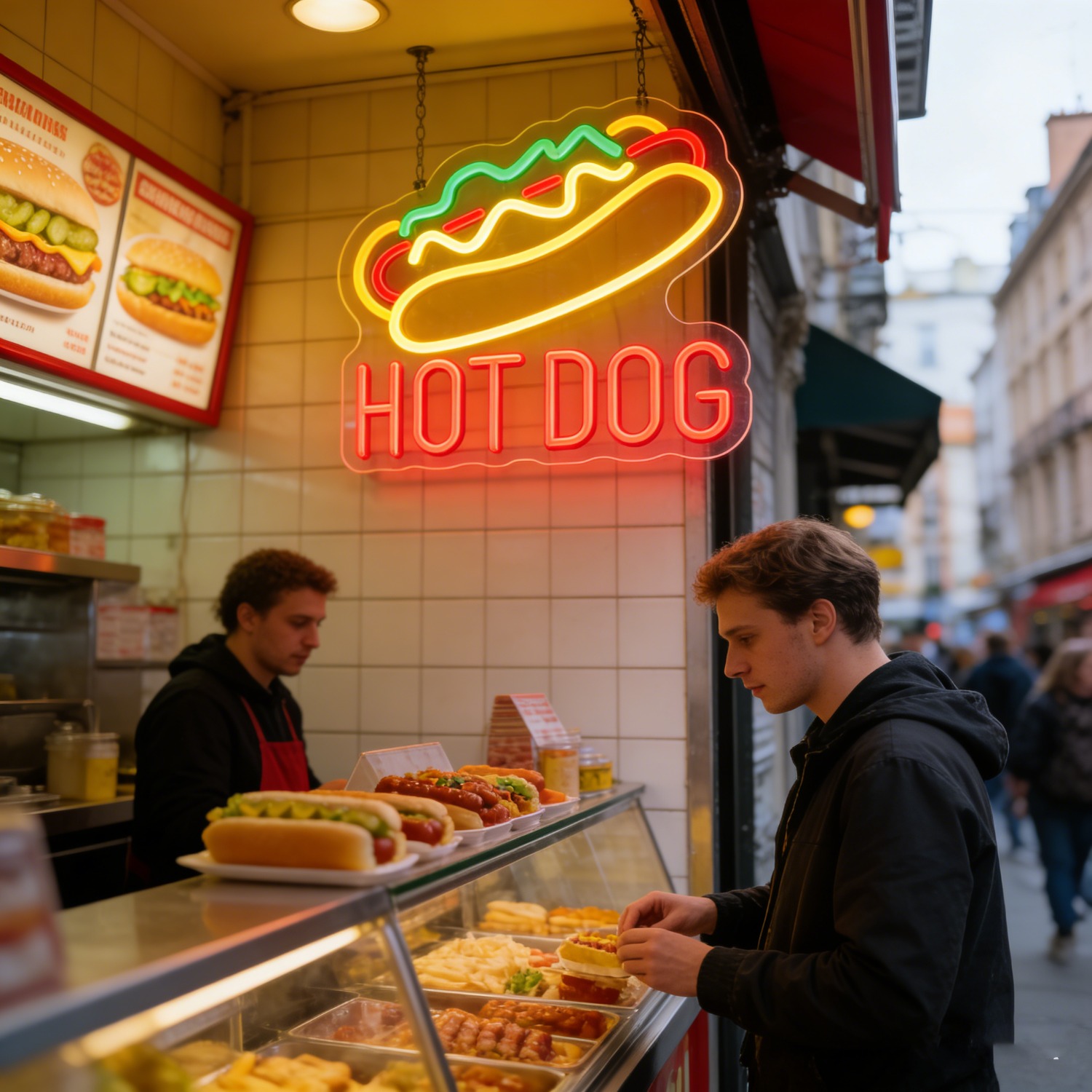 HOT DOG Neon Sign Food Shaped  - Commercial Kitchen Windows review and price