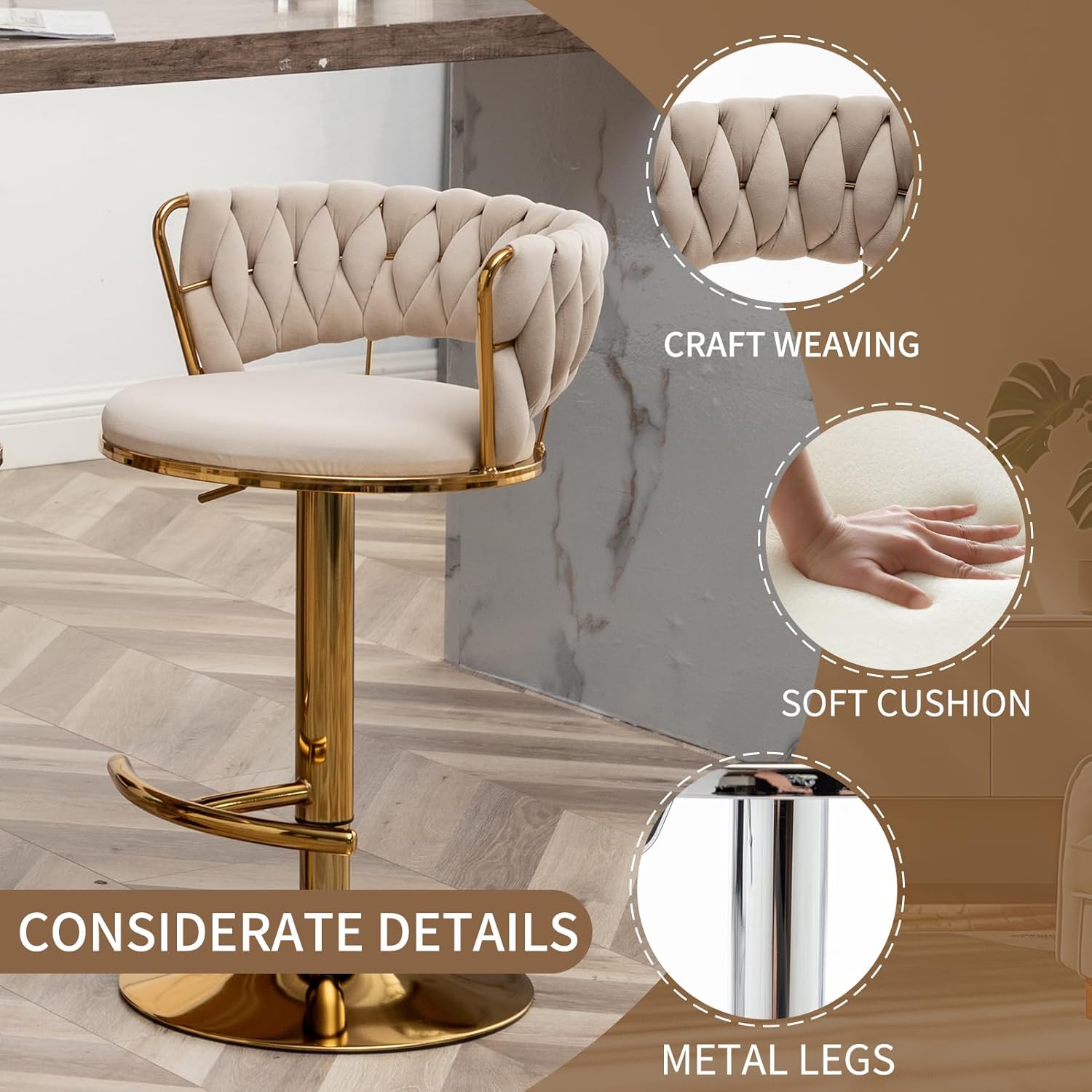 Beige Velvet Bar Stools Set of - Commercial Kitchen Set review and price