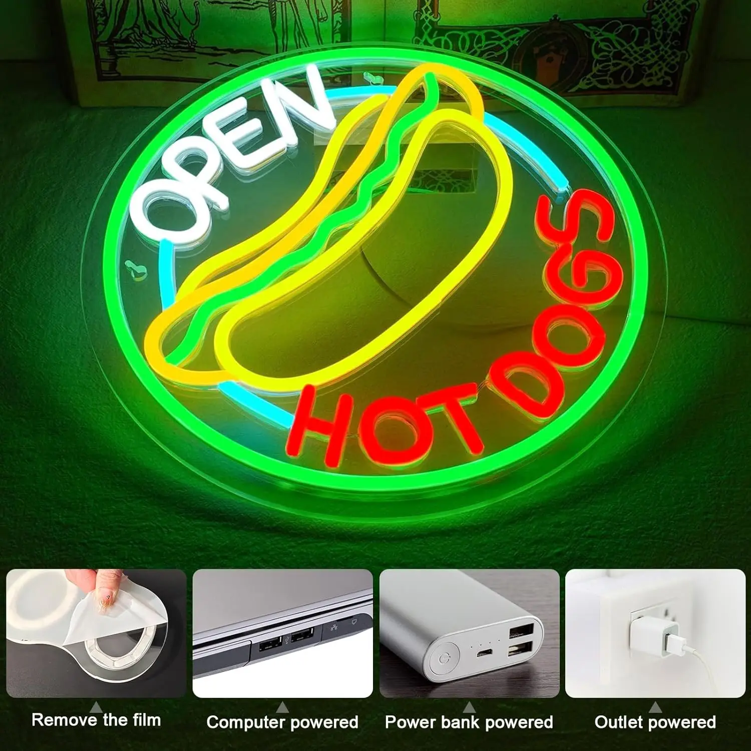 Hot Dog Open LED Neon Sign for - Commercial Kitchen Windows review and price