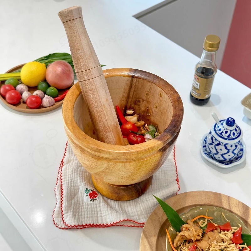 Natural Acacia Wood Mortar and - Commercial Kitchen Set review and price