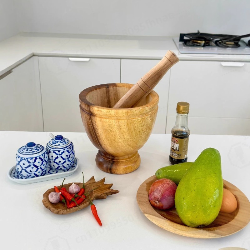 Natural Acacia Wood Mortar and - Commercial Kitchen Set review and price