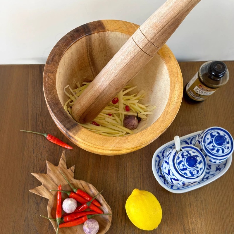 Natural Acacia Wood Mortar and - Commercial Kitchen Set review and price