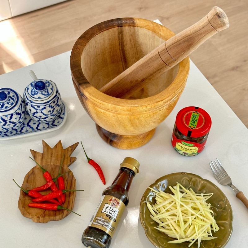 Natural Acacia Wood Mortar and - Commercial Kitchen Set review and price